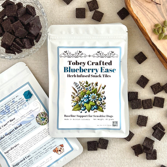 Blueberry Ease Crunch n' Care™ Handmade Dog Snack Tiles
